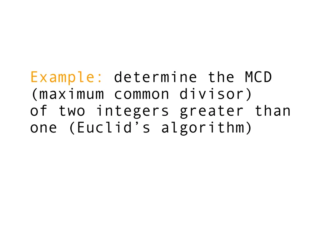 example determine the mcd maximum common divisor