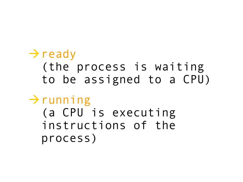 ready the process is waiting to be assigned
