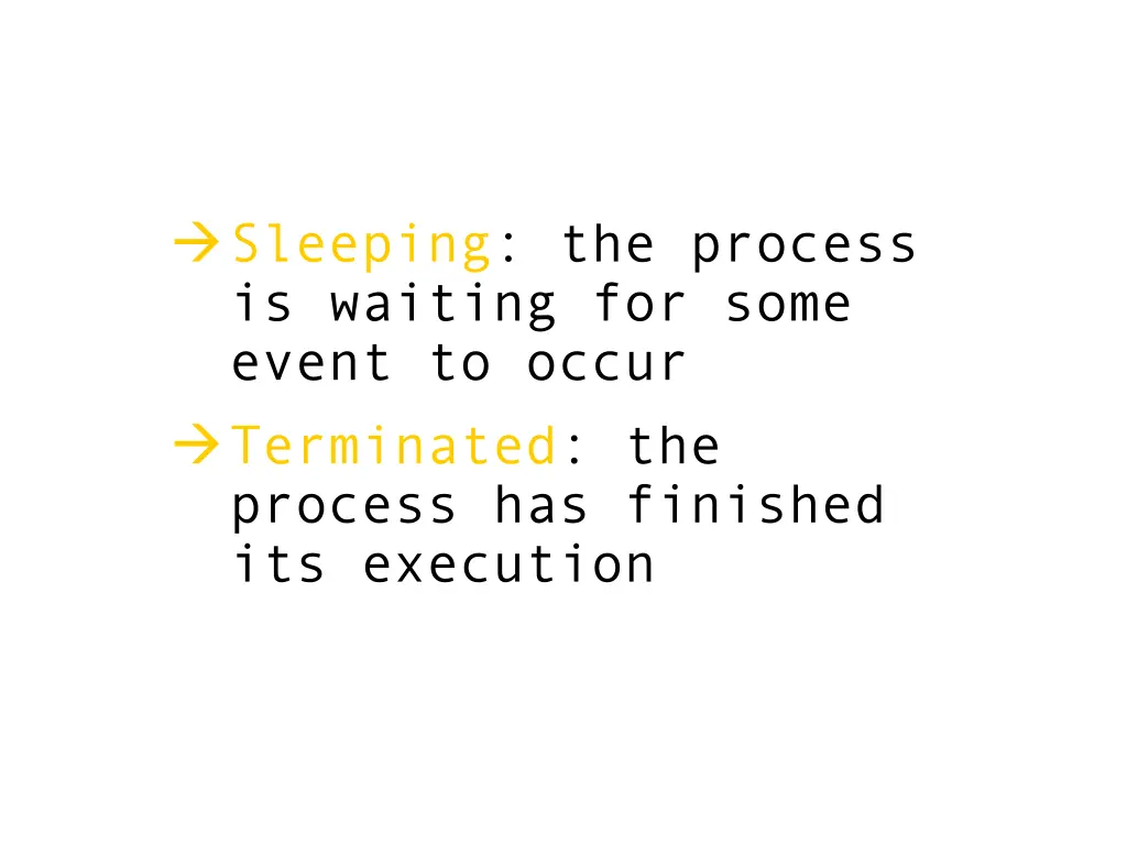 sleeping the process is waiting for some event