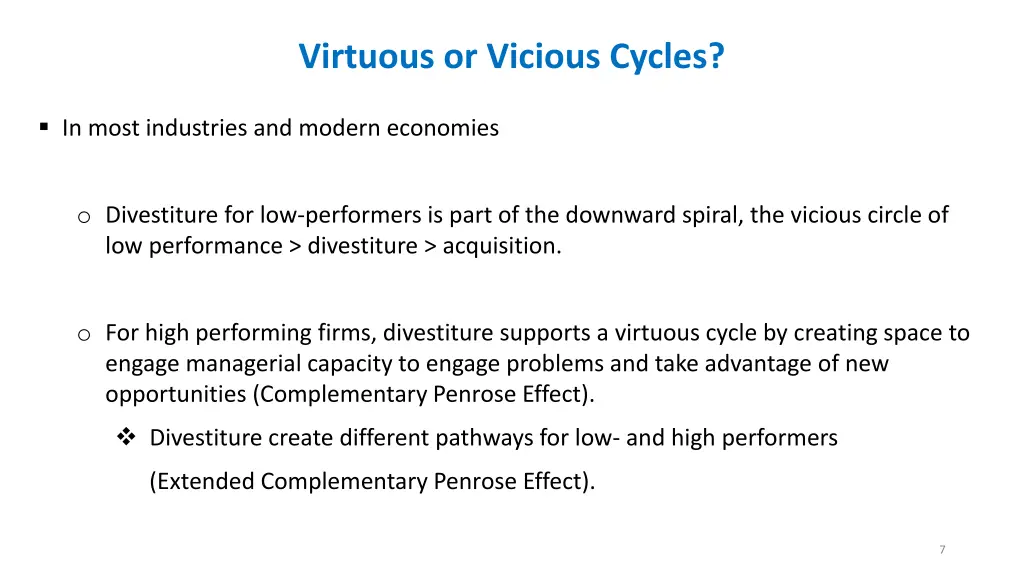 virtuous or vicious cycles