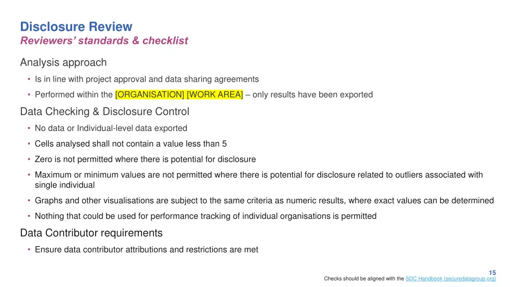 disclosure review reviewers standards checklist