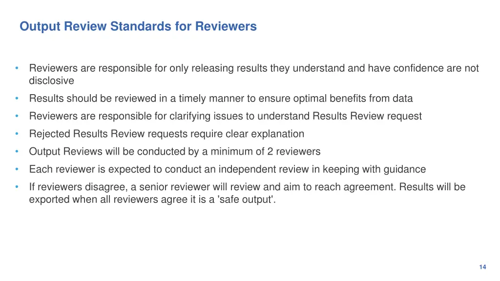 output review standards for reviewers