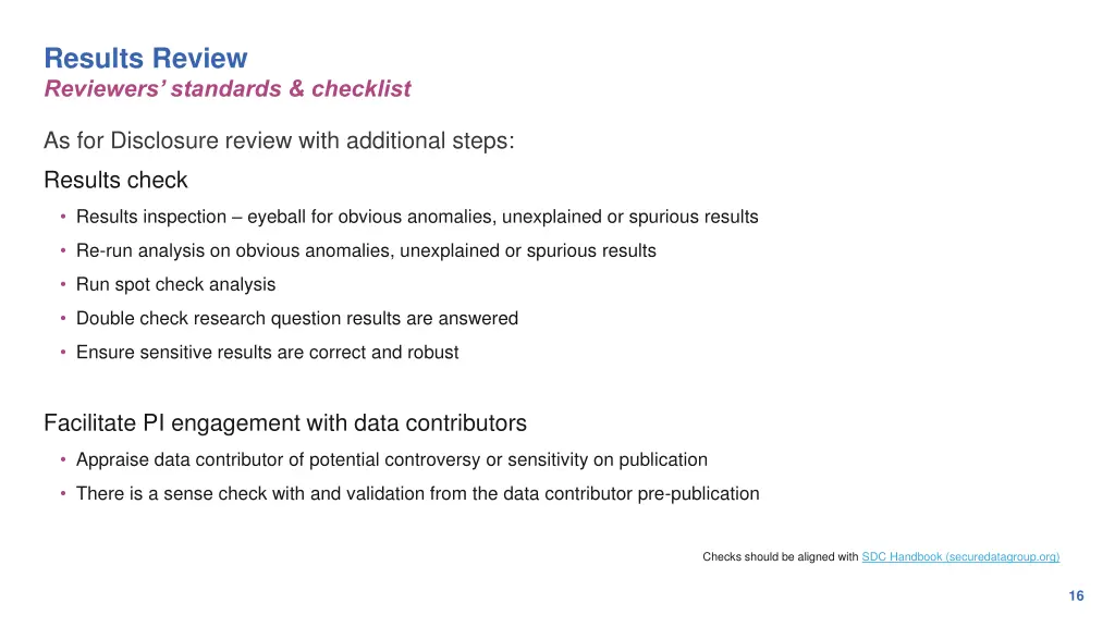 results review reviewers standards checklist