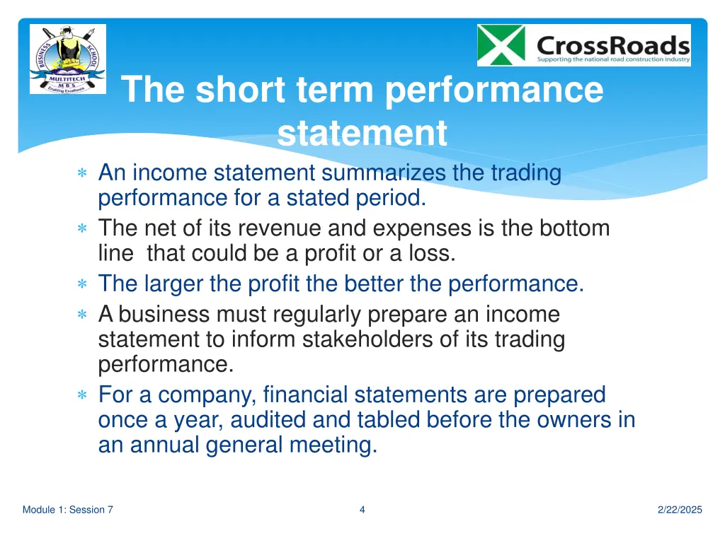 the short term performance statement