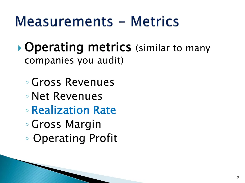 operating metrics companies you audit