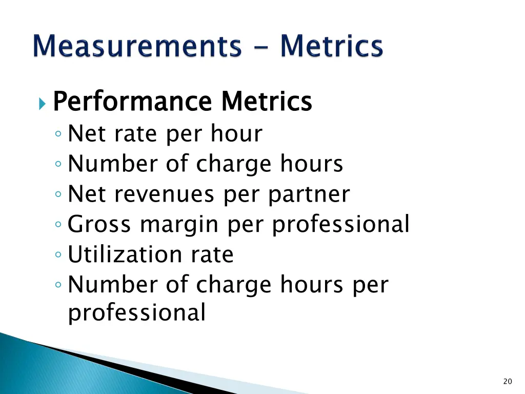 performance metrics net rate per hour number