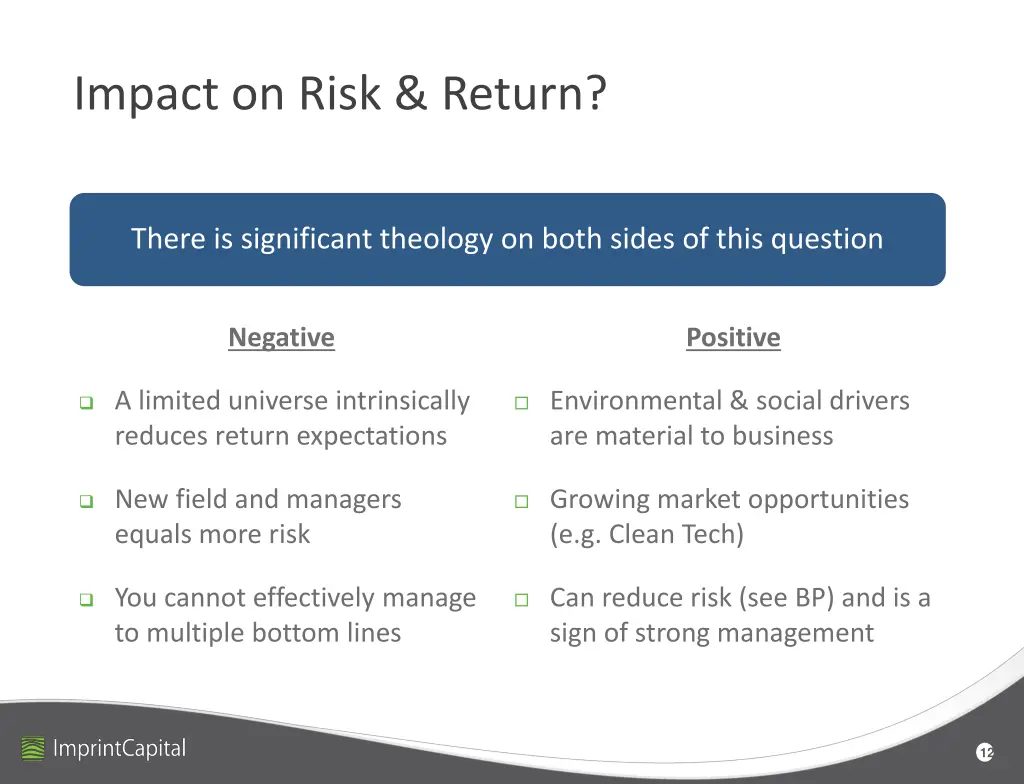 impact on risk return