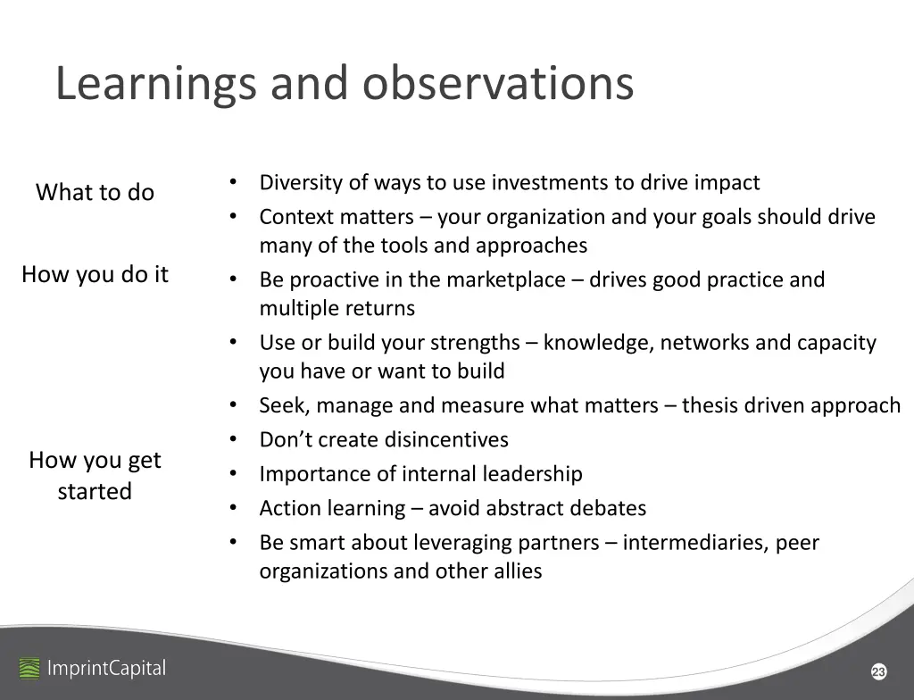 learnings and observations