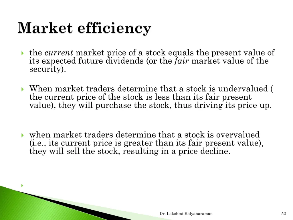 the current market price of a stock equals
