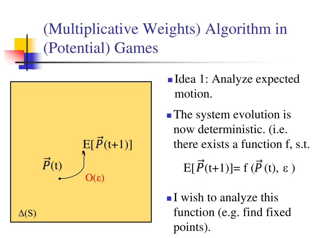 multiplicative weights algorithm in potential 3