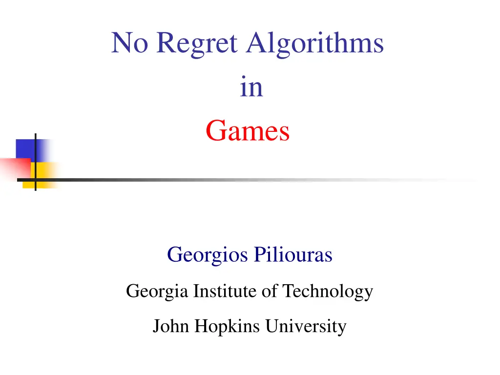 no regret algorithms in games 2