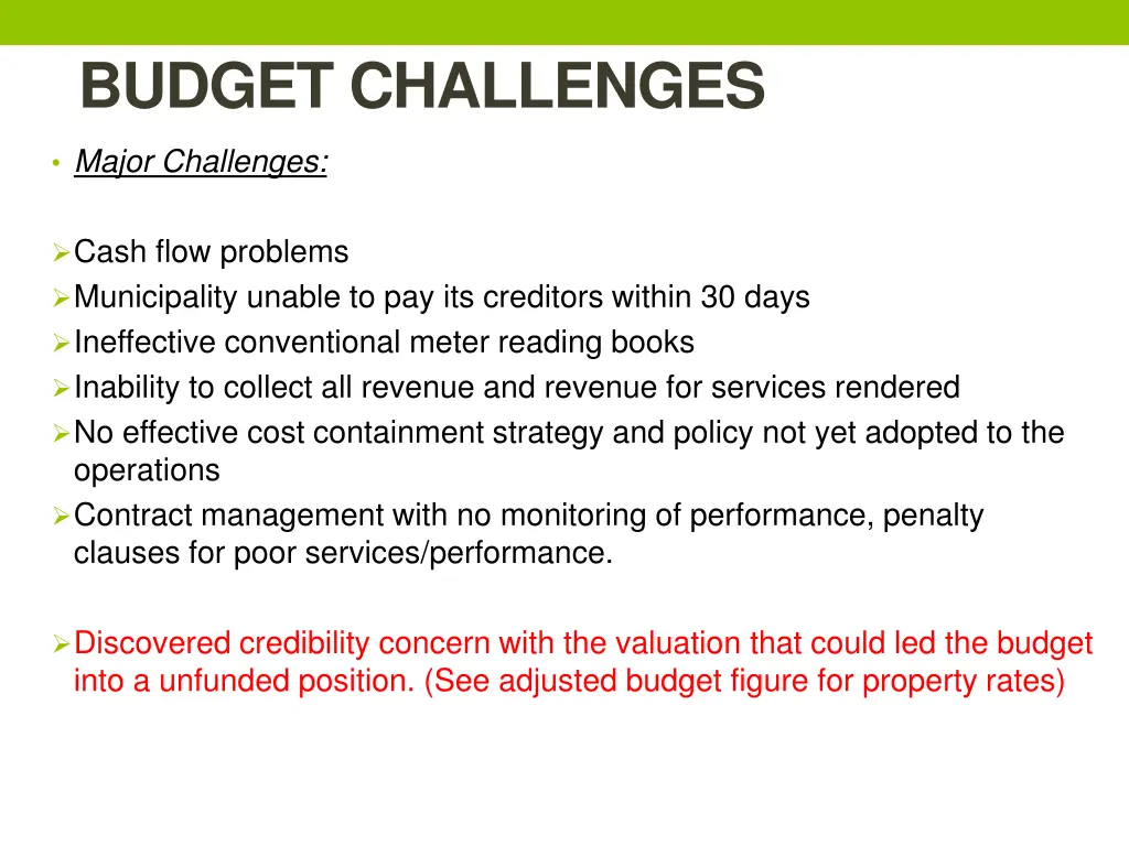 budget challenges