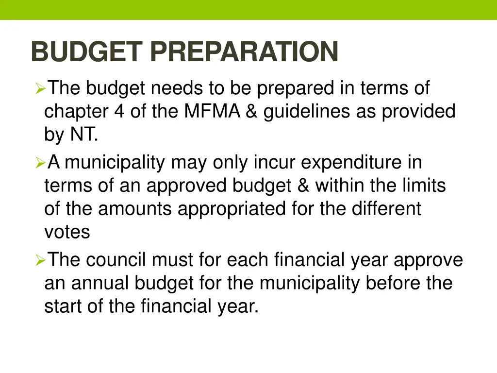 budget preparation the budget needs