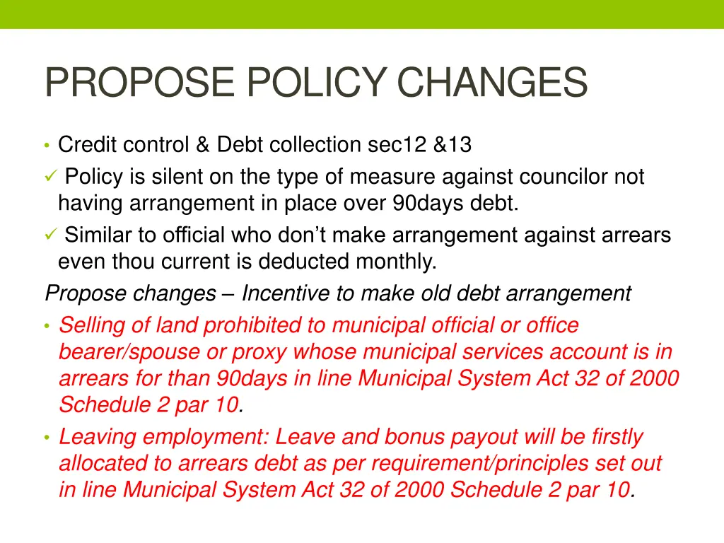 propose policy changes