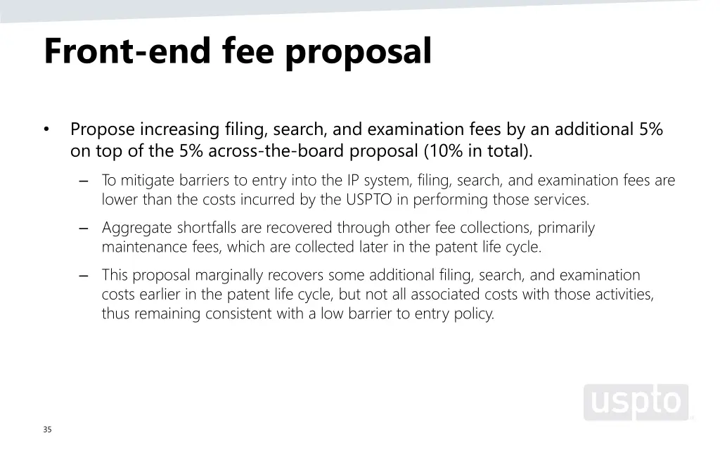 front end fee proposal