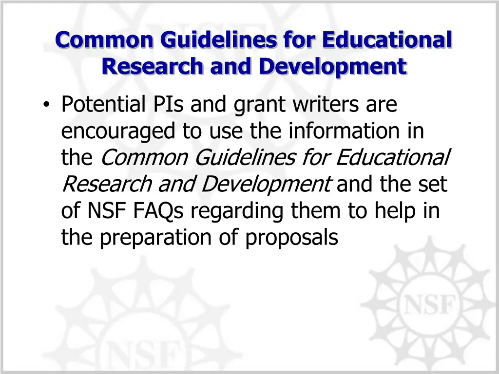 common guidelines for educational research