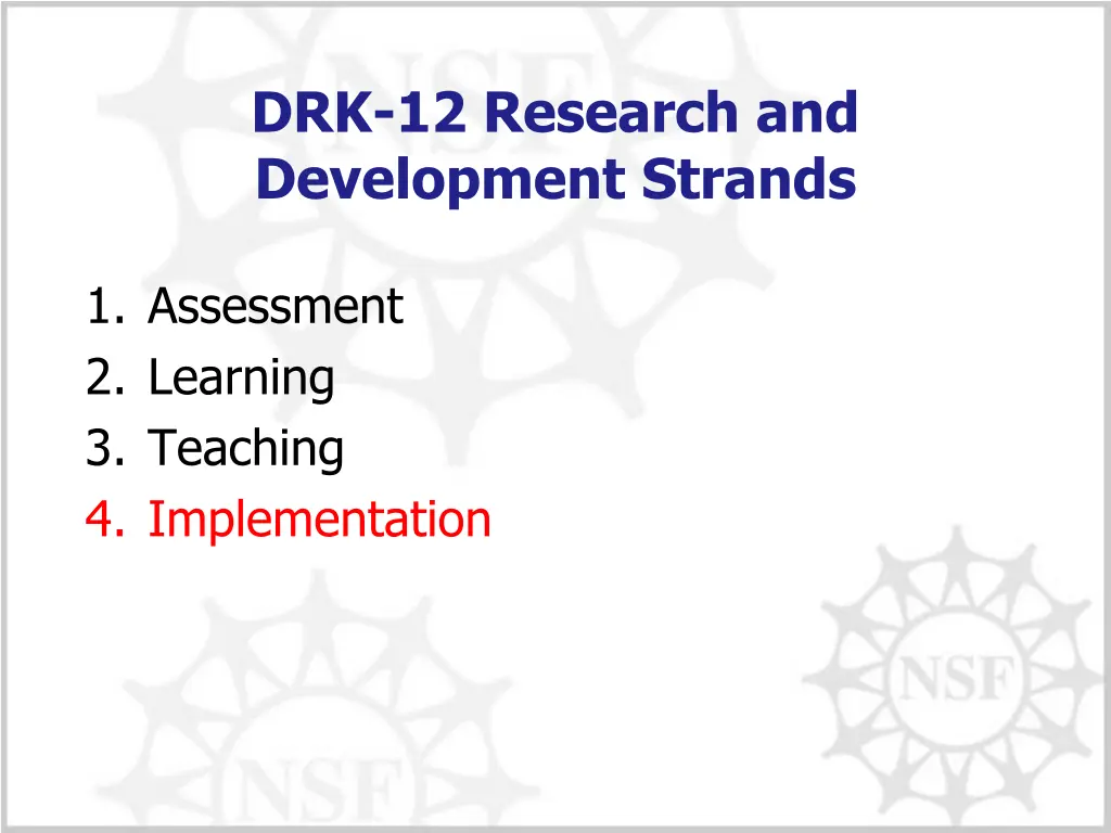 drk 12 research and development strands