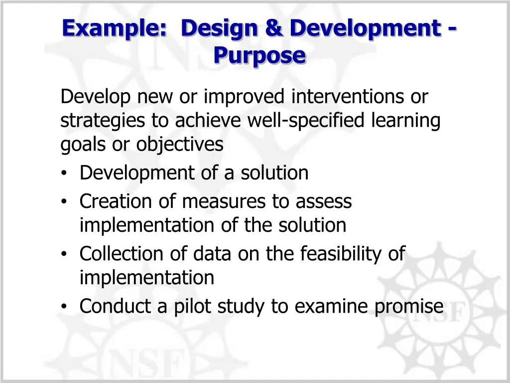 example design development purpose