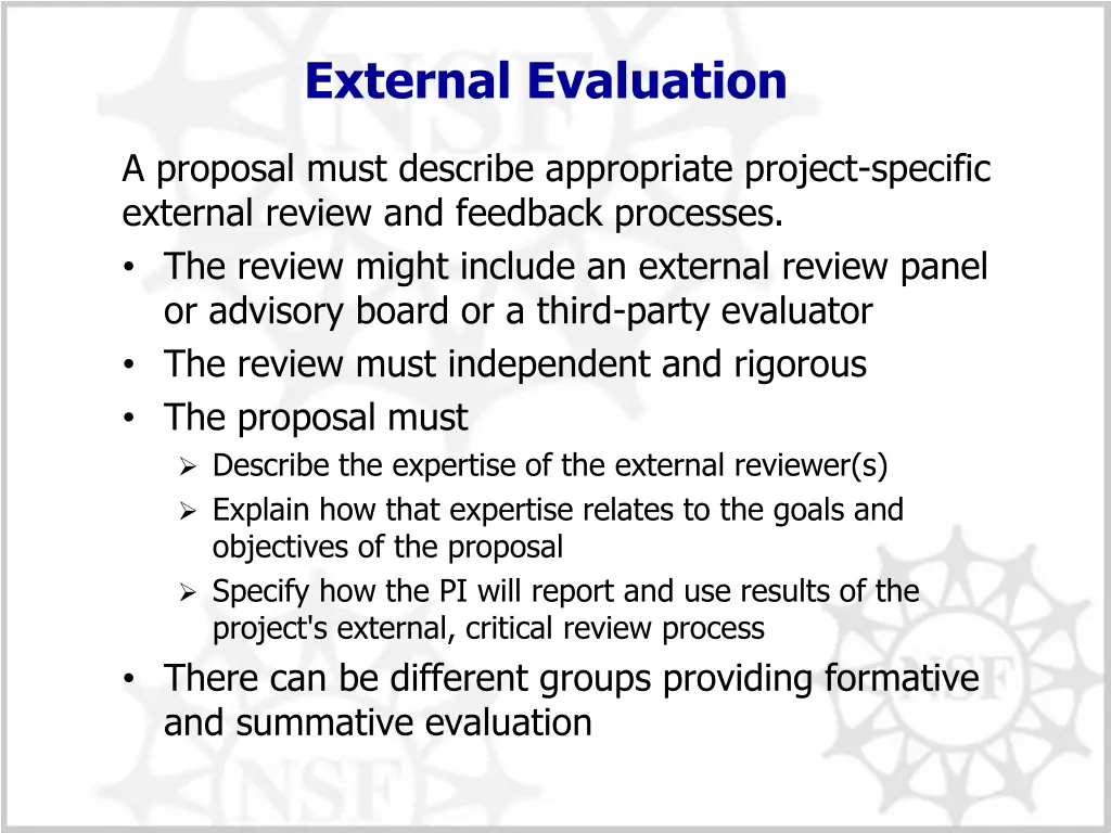 external evaluation