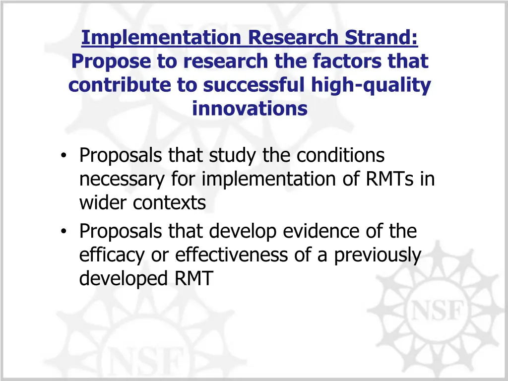 implementation research strand propose 1