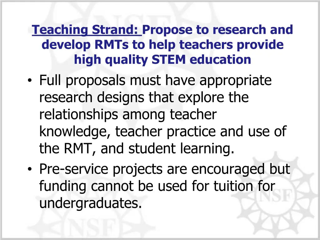 teaching strand propose to research and develop 1