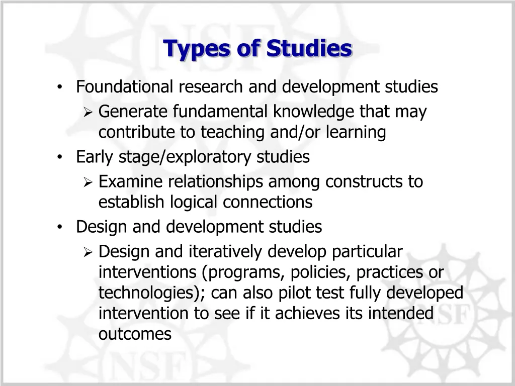 types of studies