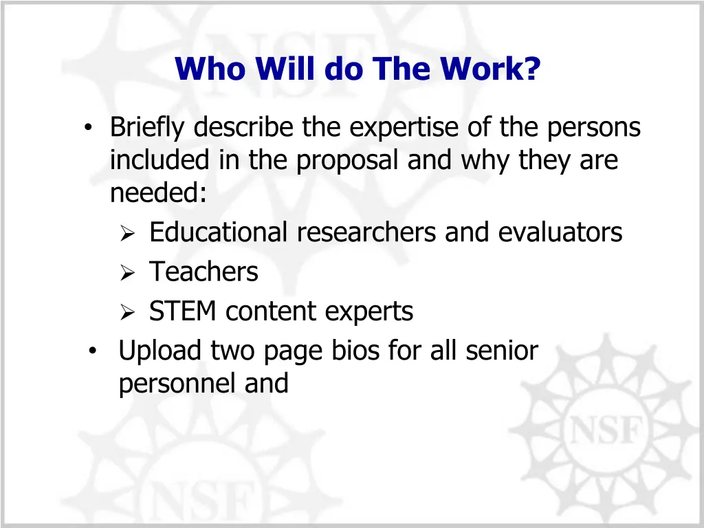 who will do the work