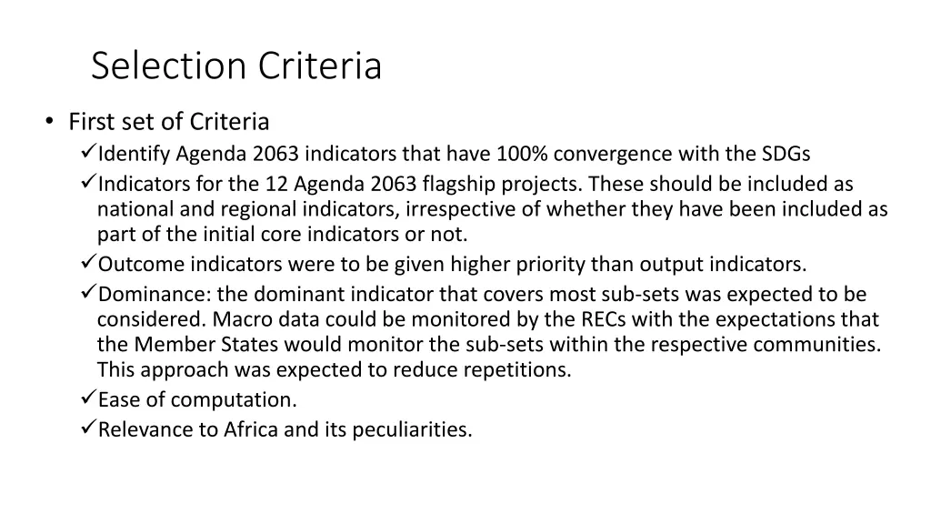 selection criteria