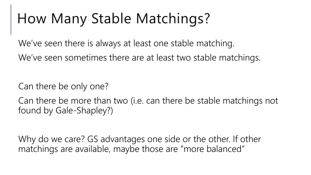 how many stable matchings