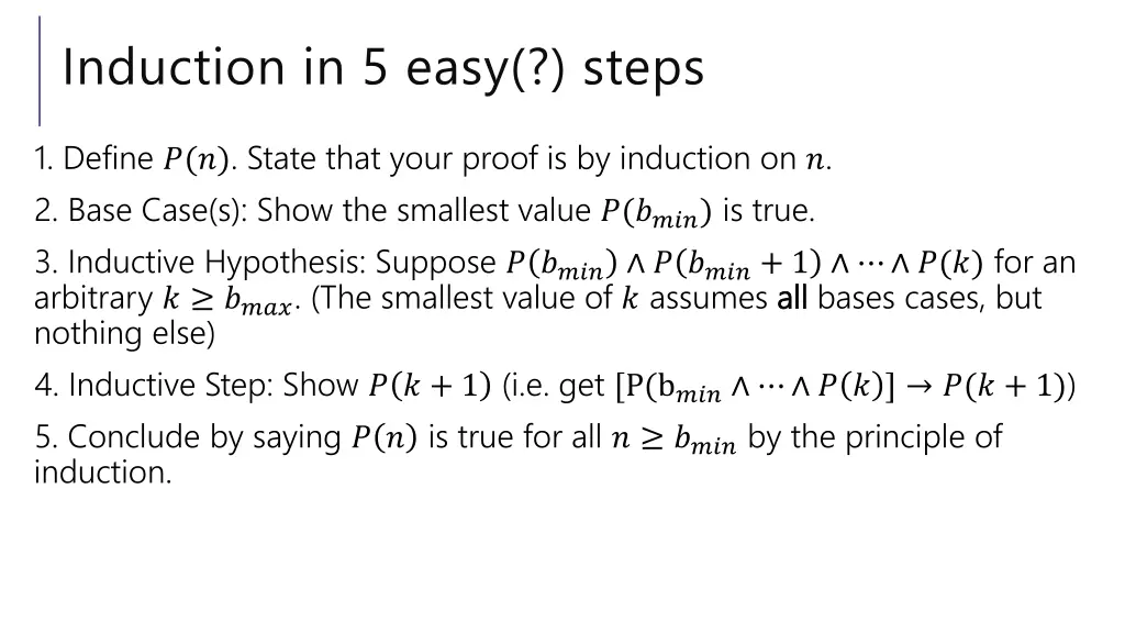 induction in 5 easy steps