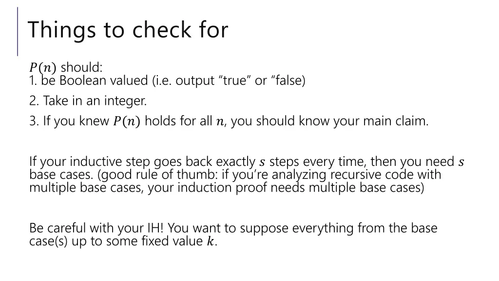 things to check for