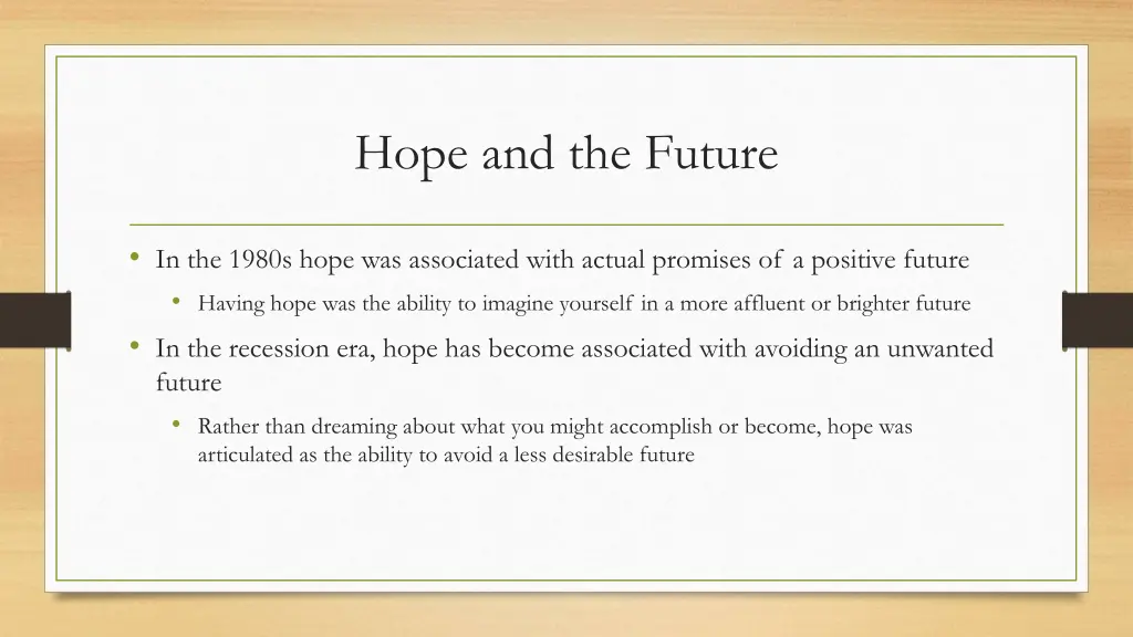 hope and the future