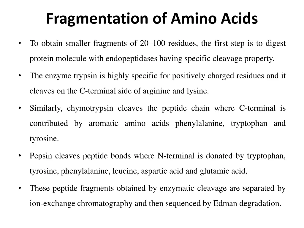 fragmentation of amino acids