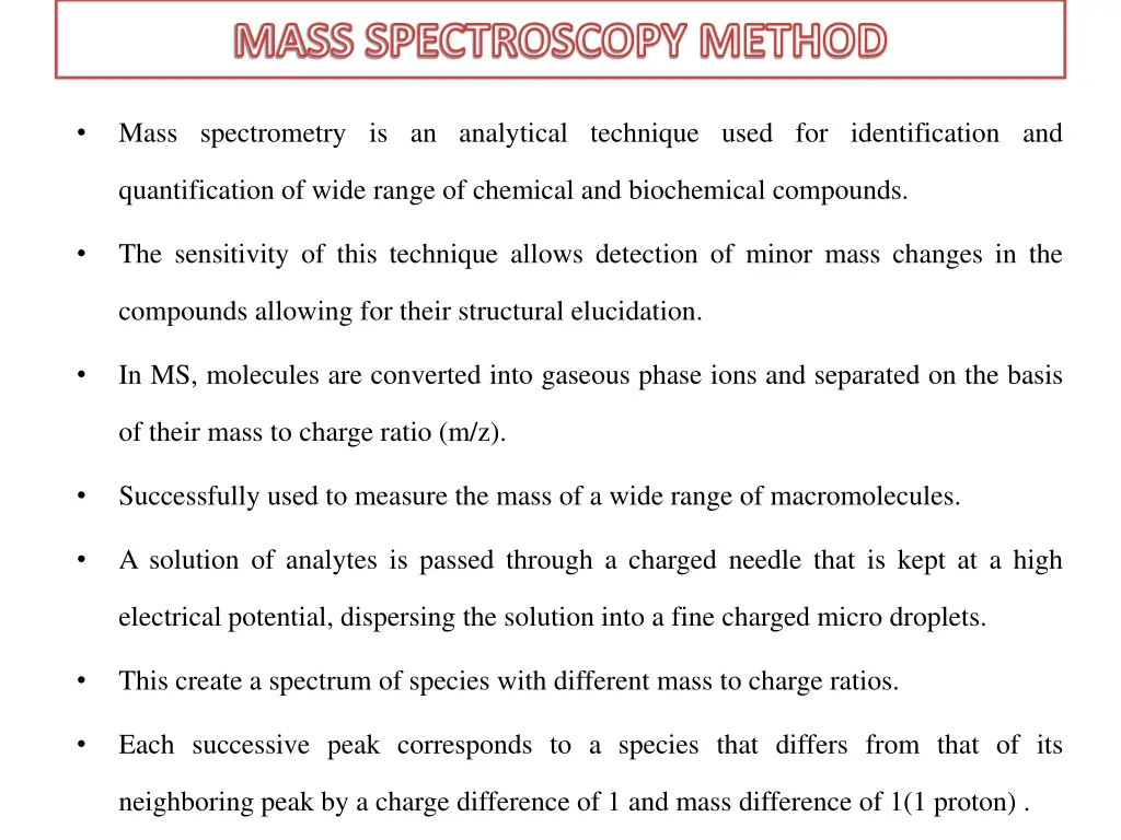 mass spectroscopy method