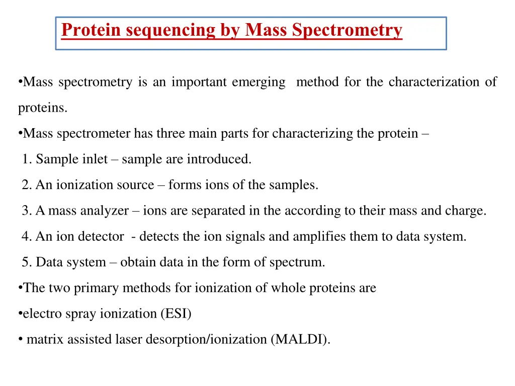 protein sequencing by mass spectrometry