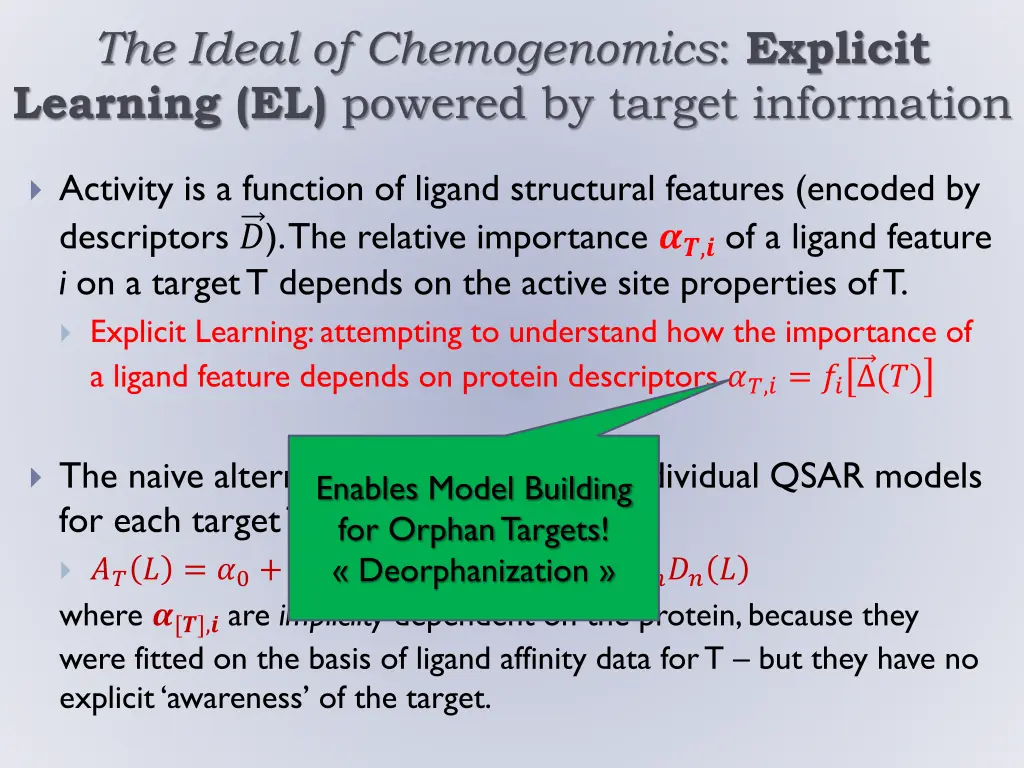 the ideal of chemogenomics explicit learning