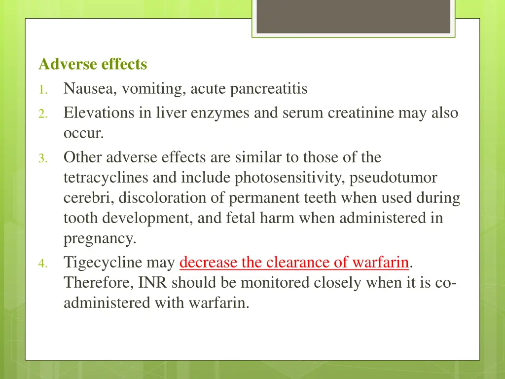 adverse effects nausea vomiting acute