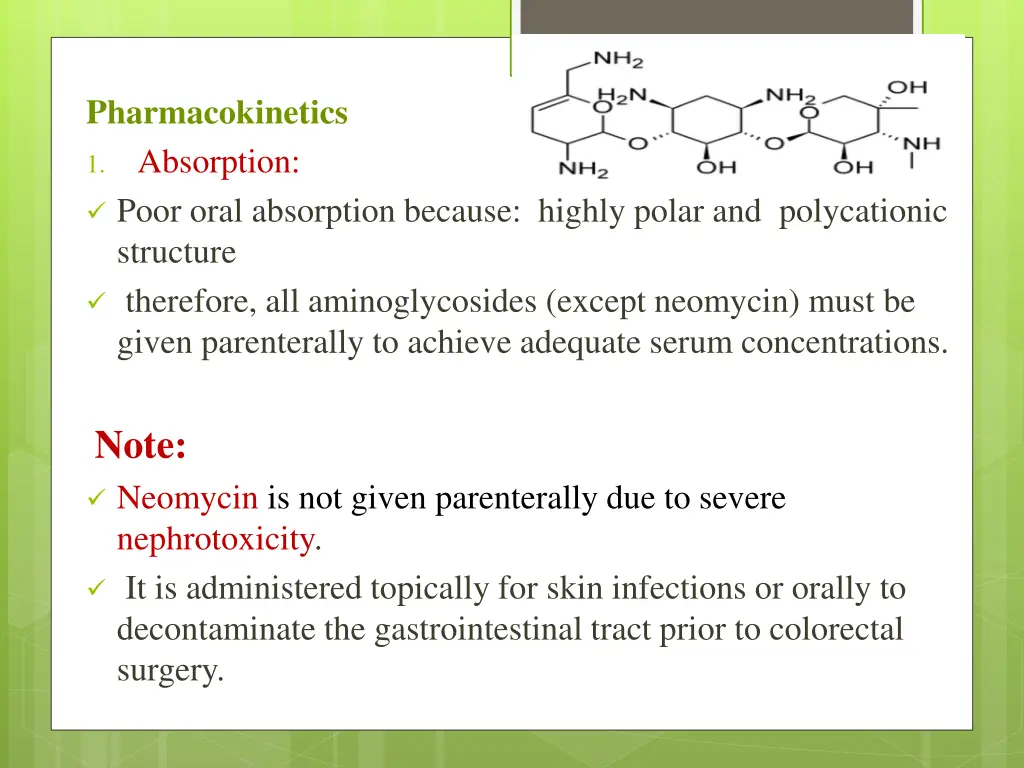 pharmacokinetics absorption poor oral absorption