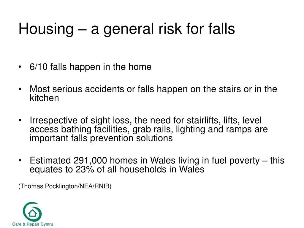 housing a general risk for falls