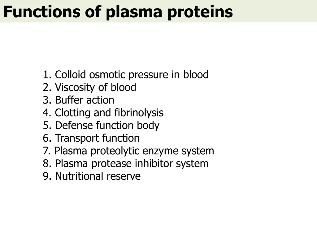 functions of plasma proteins
