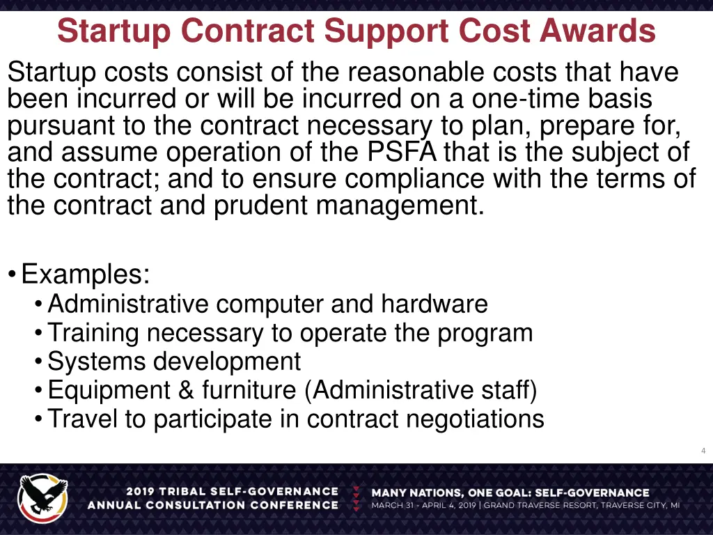 startup contract support cost awards startup