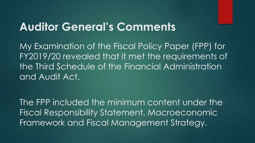 auditor general s comments