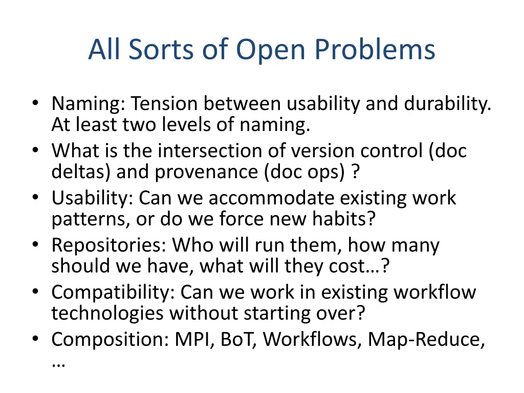 all sorts of open problems