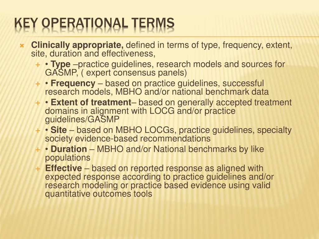 key operational terms