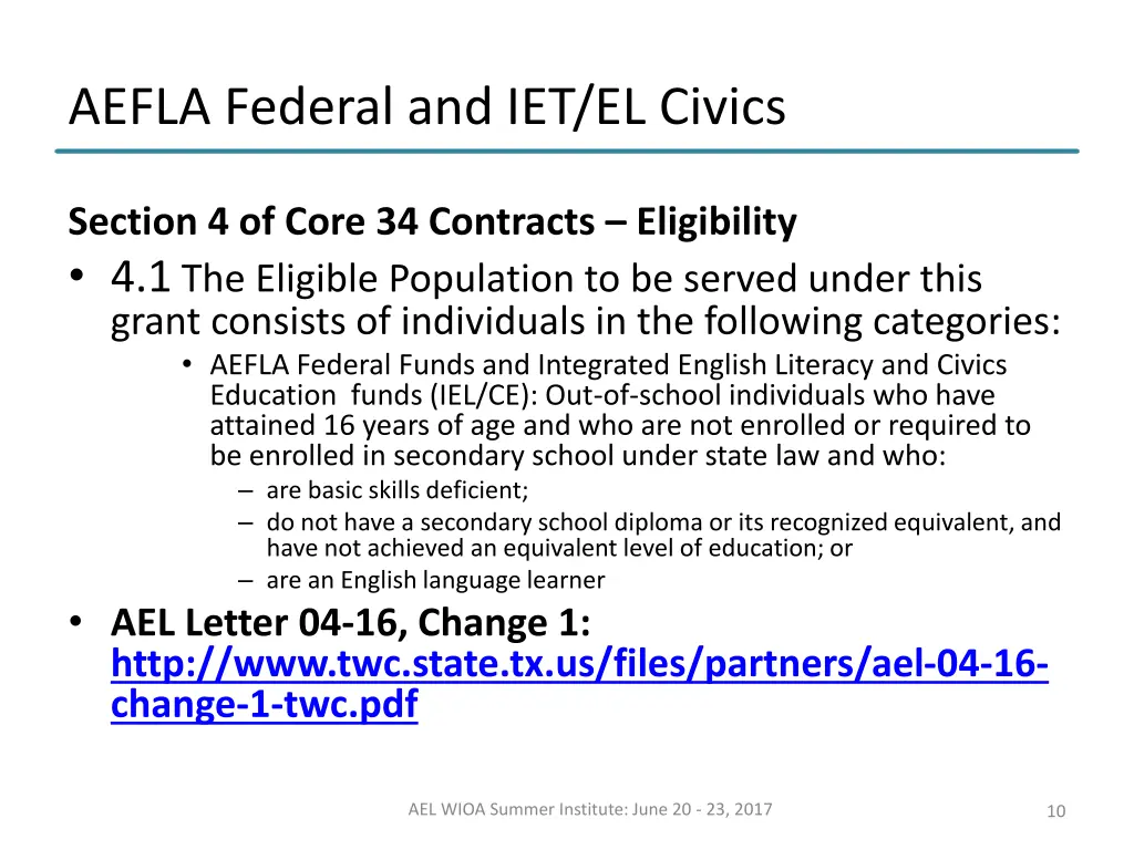 aefla federal and iet el civics