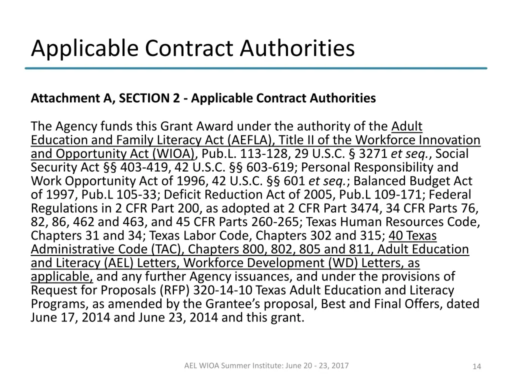 applicable contract authorities