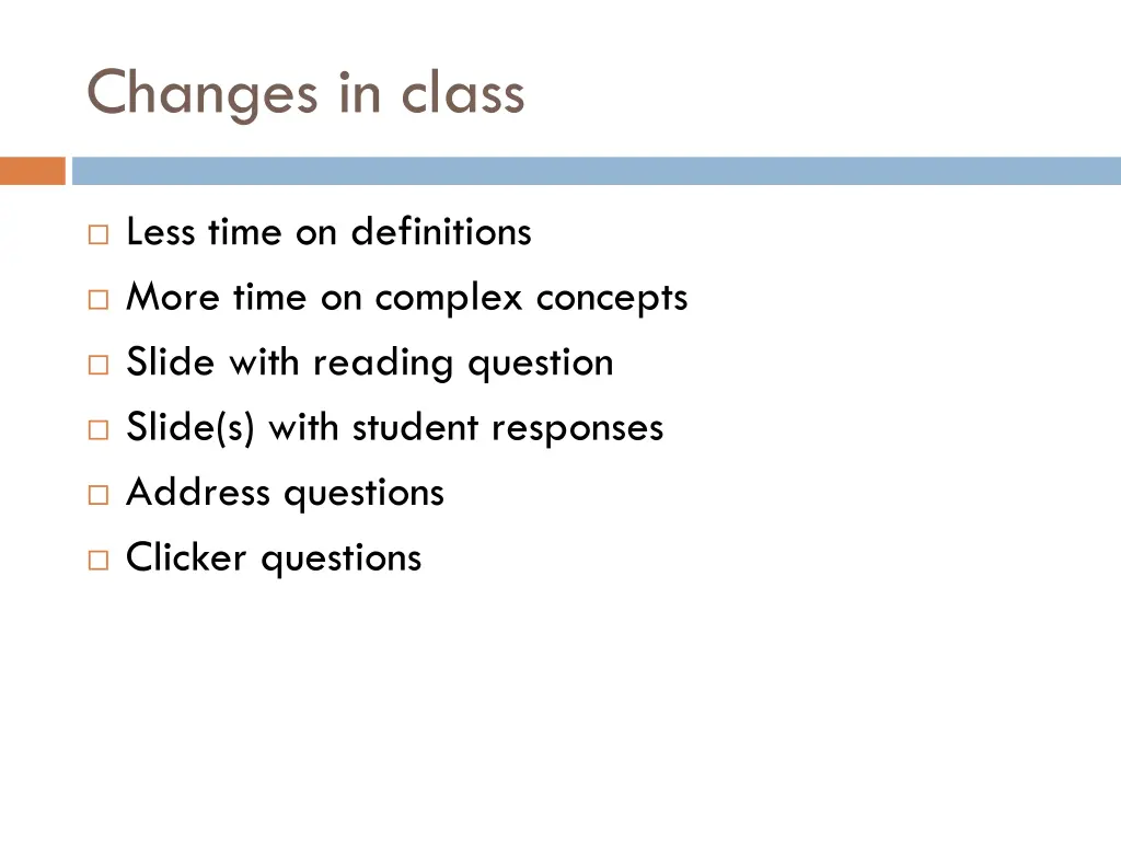 changes in class