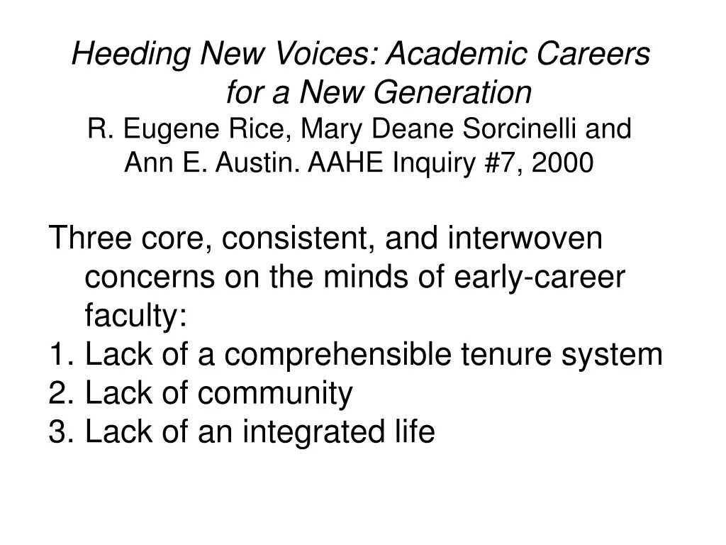 heeding new voices academic careers