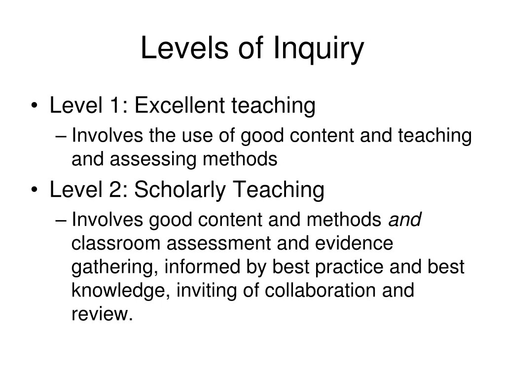 levels of inquiry