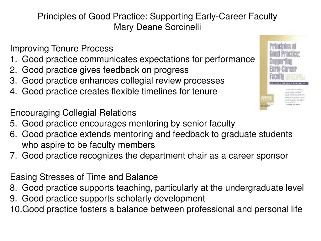 principles of good practice supporting early
